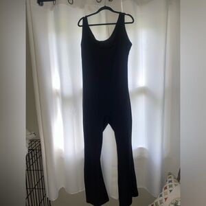 Plus size, black open back flare leg jumpsuit!